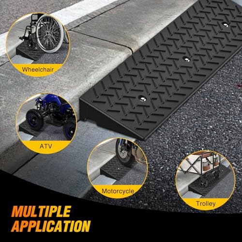 Nilight 3.6" Rise Curb Ramps, Heavy Duty Rubber Driveway Threshold Shed Ramp for Sidewalk Cars Lawn Mower Wheelchairs Motorcycles, 3300lbs Load Capacity