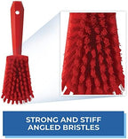 Vikan - 41924 Heavy Duty Sweep Hand Brush, Short-Handled Cleaning Brush and Scrubber, Polypropylene, Polyester Stiff Bristle, 10 Inch, Red