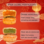 Phuumy Traditional Pastries Mooncakes,4Pcs, Mixed Flavors Moon Cake,Soft Skin And Sticky Golden Filling, Oily And Smooth Chinese New Year Snacks