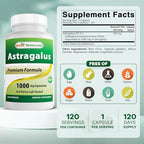 Best Naturals Astragalus Capsule, 1000 mg, 120 Count
