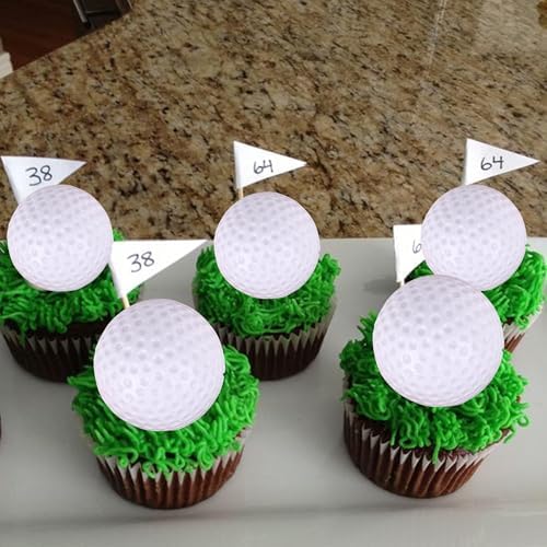 12 PCS Golf Cupcake Toppers Sports Mini Ball CupCake Picks Golf Party Decorations for Sports Players Theme Baby Shower Birthday Aniversary Party Cake Decoration Supplies