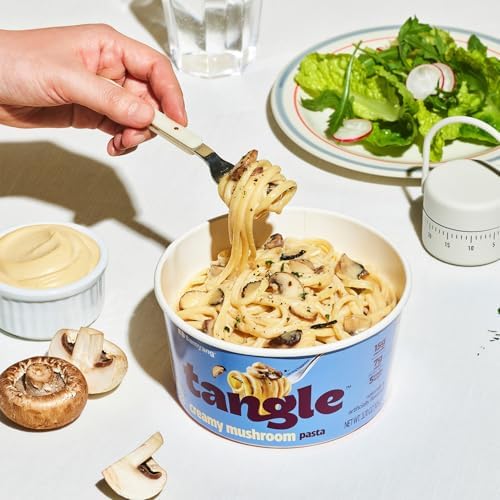 Samyang Tangle Creamy Mushroom Linguine Truffle and Shiitake Flavor Savory Non-Spicy Sauce Air Dried Noodle Quick Microwave Meal 3.70 oz (Pack of 6)