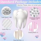 Leelosp 480 Pcs Tooth Gem Kit DIY Teeth Crystals Jewelry Fashionable Teeth Gems Kit Artificial Crystal Tooth Reflective Ornaments (Without Glue) (White)