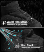 Zoofly Mens Winter Coats Thermal Lightweight Puffy Jackets Men Waterproof Warm Puffer Coat with Zip Pockets