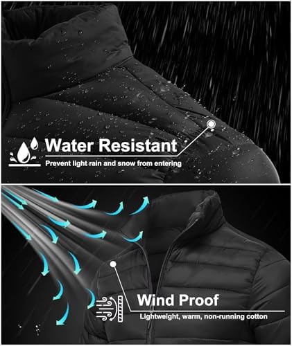 Zoofly Mens Winter Coats Thermal Lightweight Puffy Jackets Men Waterproof Warm Puffer Coat with Zip Pockets