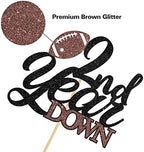 2nd Year Down Cake Topper, Football Cake Decor for Boys Girls 2nd Birthday/Baby Shower Party Decoration, Sports Theme Two Years Birthday Party Cake Decor, Football Birthday Party Supplies