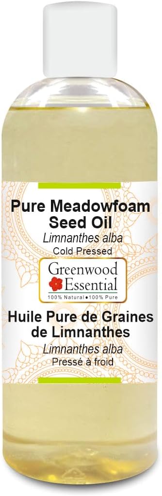 Greenwood Essential Pure Meadowfoam Seed Oil (Limnanthes alba) Cold Pressed 200ml (6.76 oz)