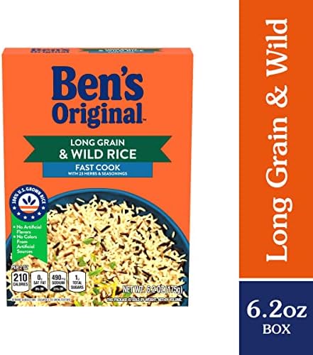 BEN'S ORIGINAL Long Grain Rice and Wild Rice, Fast Cook Rice, 6.2 OZ Box (Pack of 12)
