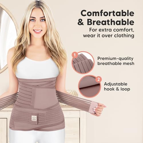 3 in 1 Postpartum Belly Support Recovery Wrap – Postpartum Belly Band, After Birth Brace, Slimming Girdles, Body Shaper Waist Shapewear, Post Surgery Pregnancy Belly Support Band (Dusty Plum, 2XL)