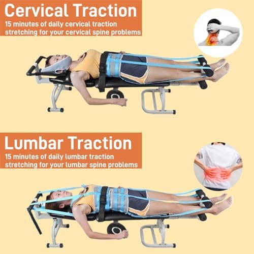 Lumbar Traction Bed & Massage Cervical Traction Table, Full Body Traction Bed, Stretch Decompression Machine for Tension Relief, Back Stretcher Traction Spinal Decompression Devices