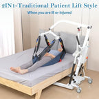 2IN1 Electric Patient Lift with Stand-Up Assist Rehabilitation-2 Slings Included-Multi-Functional Battery Powered Body Transfer Lift for Home,Wheelchair Toilet Car-Elderly, Disabled, Recovery