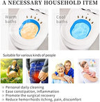 Sitz Bath for Toilet Hemorrhoids Postpartum Care, Perineal Soaking Bath Over the Toilet Seat, Collapsible Sitz Basin with Flusher for Vaginal Anal Inflammation Treatment, Yoni Steam Seat, White/Blue