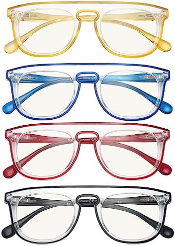 Eyekepper 4-Pack Progressive Multifocus Reading Glasses Blue Light Blocking No Line Multifocal Readers Double Color