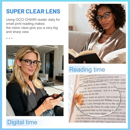 OCCI CHIARI Blue Light Reading Glasses Women Computer Round Readers for Petite Face