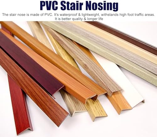 CMYUN Floor Transition Strip Bendable Wood Grain Stair Nosing Self Adhesive, Flexible PVC Stair Edge Protector Wood to Tile, L-Shape Floor Window Edging Trim Strip(Style-3,L130cm/51)
