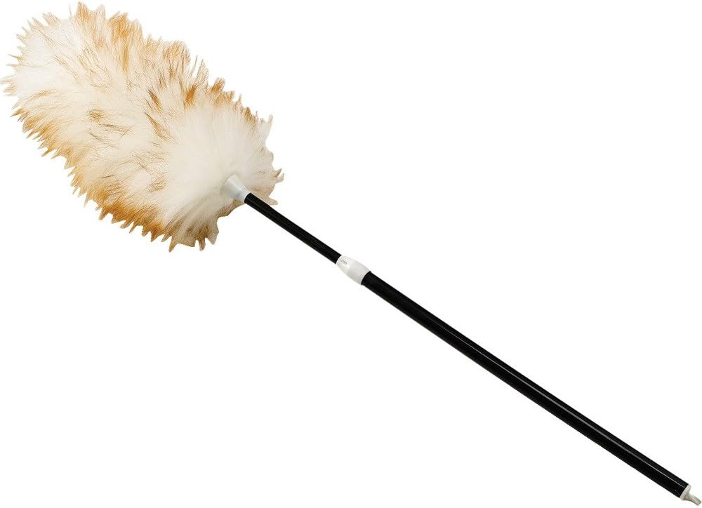 Rubbermaid Commercial Products Lambswool Duster with Telescoping Plastic Handle, 30"- 42", Black, for Industrial/Professional Dusting of Large Spaces
