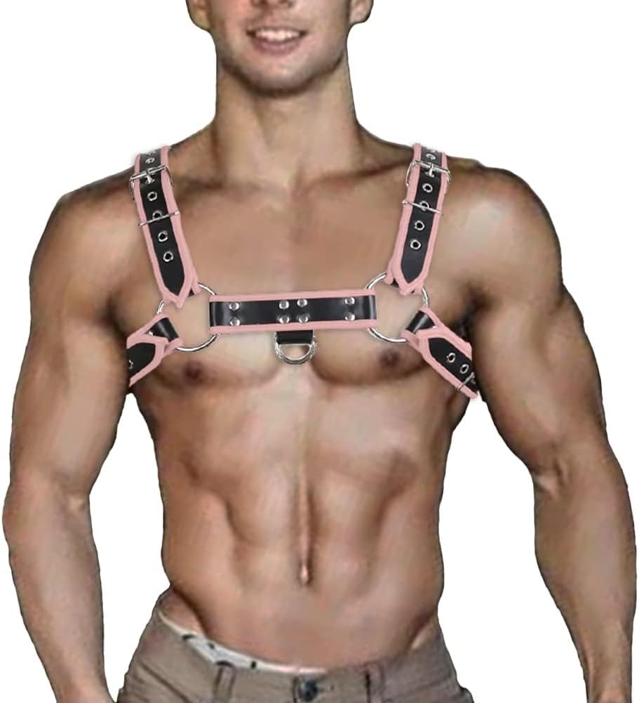 Punk PU Leather Harness for Man Adjustable Leather Harness Body Chest Half Harness Punk Belt Clubwear Costume