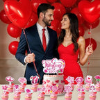 Happy Valentine's Day Cake Toppers 15Pcs Glitter Heart Cupcake Topper for Valentine's Day Wedding Anniversary Birthday Party Cake Decoration