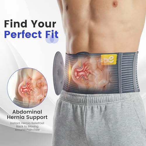 Umbilical Hernia Belt for Men and Women - Hernia Support for Men with 2 Compression Pad (inguinal, femoral, incisional) - Abdominal Binder Post Surgery and Postpartum （L/XL）