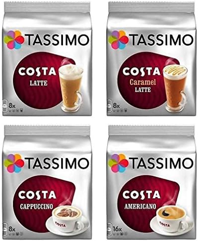 Tassimo 4 Packet Costa Coffee Mix Flavour T-Discs (16 T-Discs per Packet = 64 T-Discs in Total)
