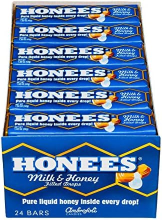 Ambrosoli Honees Milk & Honey Filled Drops, 1.50-Ounces Bars (Pack of 24), Set of 2