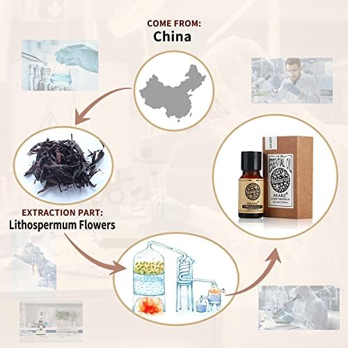 AKARZ Lithospermum Essential Oil Natural Organic Pure Lithospermum Oil for Skin Body Hair Care,Diffuser, Candle,Soap,Making, DIY,Massage Aroma 0.34 Fl Oz (10ml)