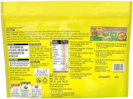 Maggi 2 Minutes Noodles Masala, 70 grams pack (2.46 oz)- 12 pack - Made in India