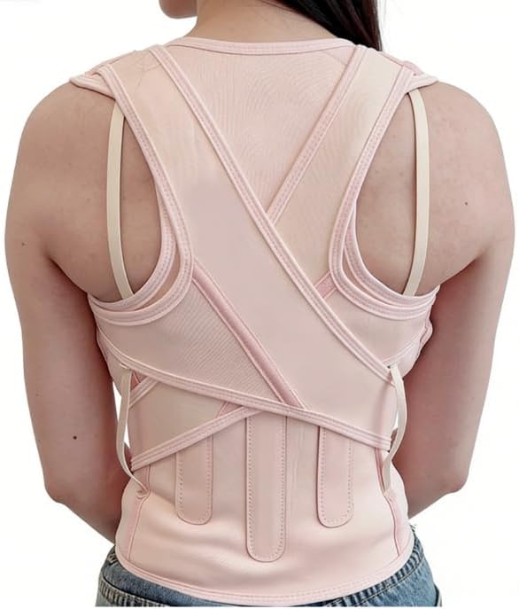 Adult Invisible Three Dragons Spine Correction Belt Anti-Hunchback Simulated Humpback Correction Band (Pink, X-Large)
