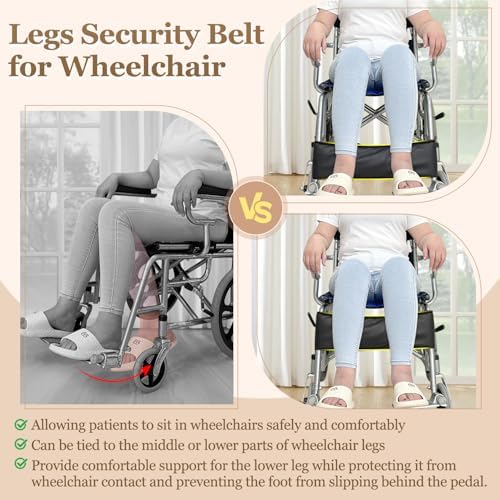 Wheelchair Footrest Belt - Foot Calf Straps Leg Support Safety Feet Rest Belt Transporter Chair Adjustable Disabled Elderly Leg Rest Cushioned Pad to Prevent Feet Slipping-Fill Thick Cotton Leather