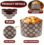 Panettone Paper Baking Mold 6pcs 25oz Large Paska Kulich Easter Bread Cake Cups Forms Disposable Round Paper Baking Cups Forms Pan Panettone Panetone Moulds Bakeware 5.9 x 3.9 Inch (15cm x10cm)