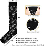 Kigai Knee High Socks Christmas Black Snowflake Compression Sock 1 Pair Casual Athletic Tube Socks for Soccer Women Men Medical Nurse Warm Stockings, 20-30mmHg