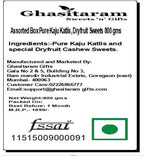 Ghasitaram Gifts Diwali Gifts Diwali Sweet - Assorted Box Pure Kaju Katlis, Dryfruit Sweets 800 GMS