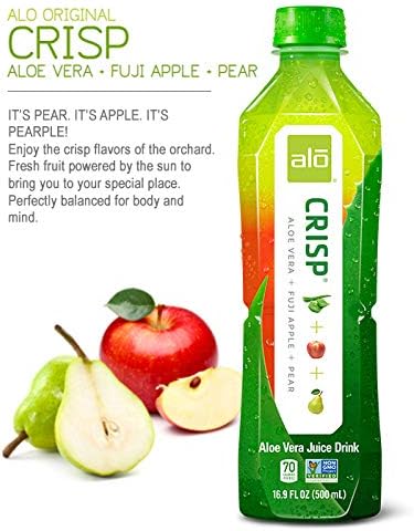 ALO Aloe Vera Juice Drink | CRISP - Fuji Apple + Pear | 16.9 fl oz, Pack of 12 | Plant-Based Drink with Real Aloe Pulp