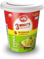 MTR 3minute Poha - Ready-to-Cook Mix - Authentic Indian Food in Just 3 Minutes - 100% Vegetarian - No Added Preservatives - Just Add Hot Water - Quick & Easy ((Regular Poha Cuppa - 80g, Pack of 6)