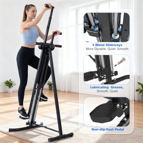 Relife Stair Stepper, Vertical Climber Exercise Machine for Home Gym, Stair Climber with 4 Metal Guide Rails Folding Step Fitness Machines Cardio Workout Machine 5-Level Heights 2026 Newer Version