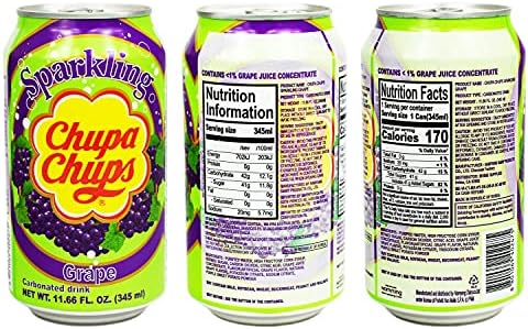 Namyang Chupa Chups Sparkling Soda Flavor 345ml (Grape, 6 Cans)