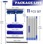 Window Cleaner Squeegee Kit - 2.38M (94inch) Cleaning Equipment with Long Handle 3 in 1 Extendable Window Cleaning Tool for High Windows, Glass, Home, Wall and Car
