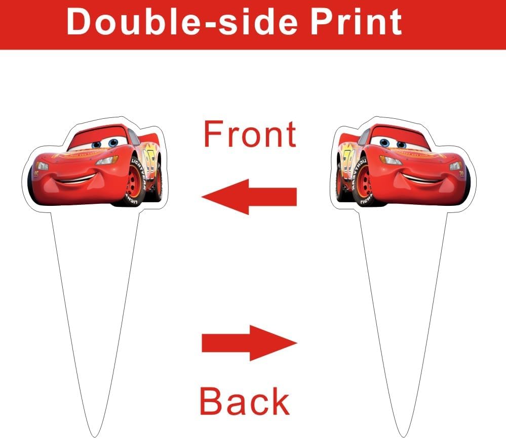 25 Pcs Cake Topper and Cupcake Toppers Set Birthday Party Supplies for Cars Themed Birthday Decorations