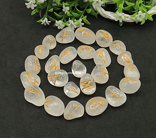 Amazing Gemstone Clear Quartz Runes Crystal Runes Set of 25 Engraved Rune Stones with Runes Book PDF