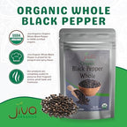 Jiva Organics Organic Whole Black Peppercorns 1 Pound - Pepper, Premium Grade for Grinder Refill