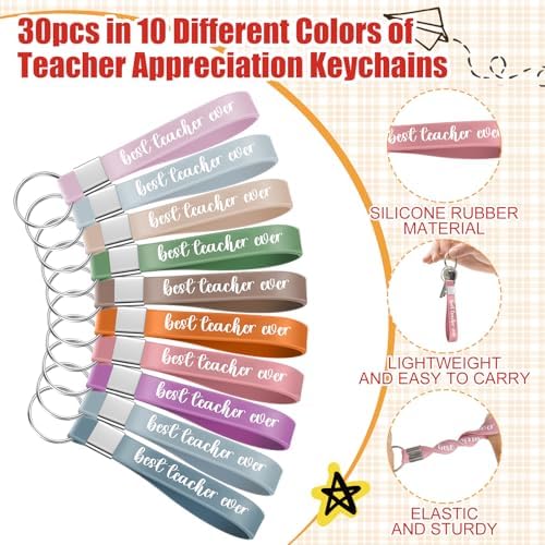 60pcs Teacher Appreciation Gifts Set，Teacher Survival Kit Canvas Makeup Bags for Women, Silicone Keychain Pouch Cosmetic Bag Travel Toiletry Bag for Thank You Gift
