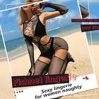 Famstar Sexy Lingerie for Women Naughty Fishnet Lingerie Set Bodysuit Outfits Teddy Sheer Mesh Erotic