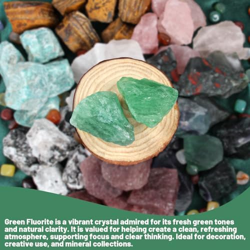 1.1lb Bulk Raw Green Fluorite Rough Crystal- Natural Green Fluorite Raw Stones Crystal for Tumbling, Cabbing, Fountain Rocks, Decoration, Polishing, Wire Wrapping, Wicca & Reiki Crystal Healing