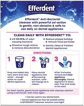 Efferdent Retainer & Denture Cleaner Tablets and Dental Bath, 4 Tablets