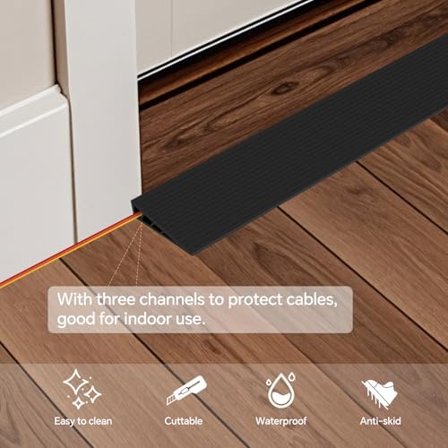 Threshold Ramps for Doorways, Floor Transition Strip Self-Adhesive, Ramps for Wheelchairs for Home, Waterproof Vinyl Gap Cover for Wood Tile Flooring