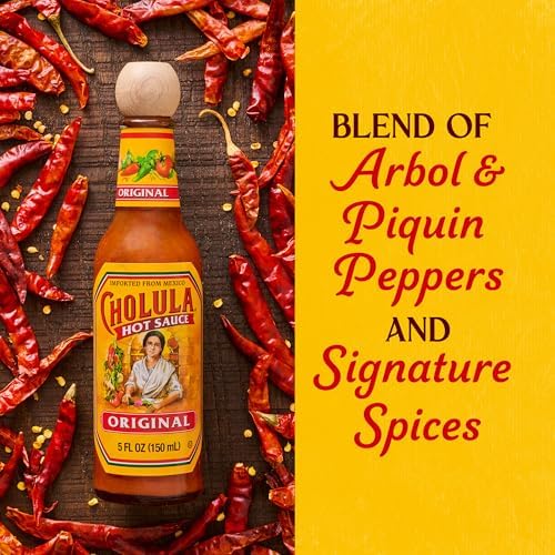 Cholula Hot Sauce, Original, Product of Mexico, Blend of Arbol & Piquin Peppers with Spices for Eggs, Rice, Tacos, Huevos Rancheros & More, 5 fl oz