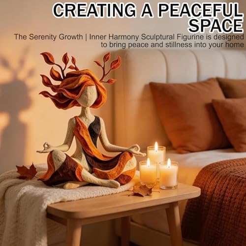 Serenity Growth - Inner Harmony Sculptural Figurine, Meditation Sculpture Figurine, Resin Zen Sculpture for Living Room Bedroom Meditation Room Decor, Relaxation Gift (A)