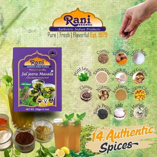 Rani Jal Jeera Masala (14-Spice blend for Spicy Indian Drink) 3.5oz (100g) ~ All Natural | Vegan | No Colors | Gluten Friendly | NON-GMO | Indian Origin