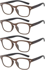 Blue Light Blocking Reading Glasses for Men Women, Wood Grain Vintage Style Computer Readers Eyeglasses Value 4 Pack