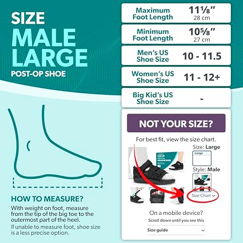 BraceAbility Post Op Shoe Foot Brace - Adjustable Orthopedic Medical Walking Boot for Broken Toe, Stress Fracture Injuries, Universal Cast Shoe for Men or Women After Foot Surgery Recovery (L - Male)